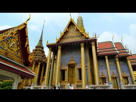 Bangkok, Thailand. City impressions with tourist attractions Grande Palace, Gold Buddha